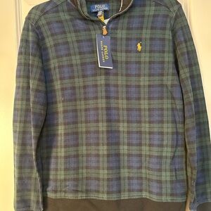 Polo by Ralph Lauren Green and Black Checkered Pullover 14-16 L